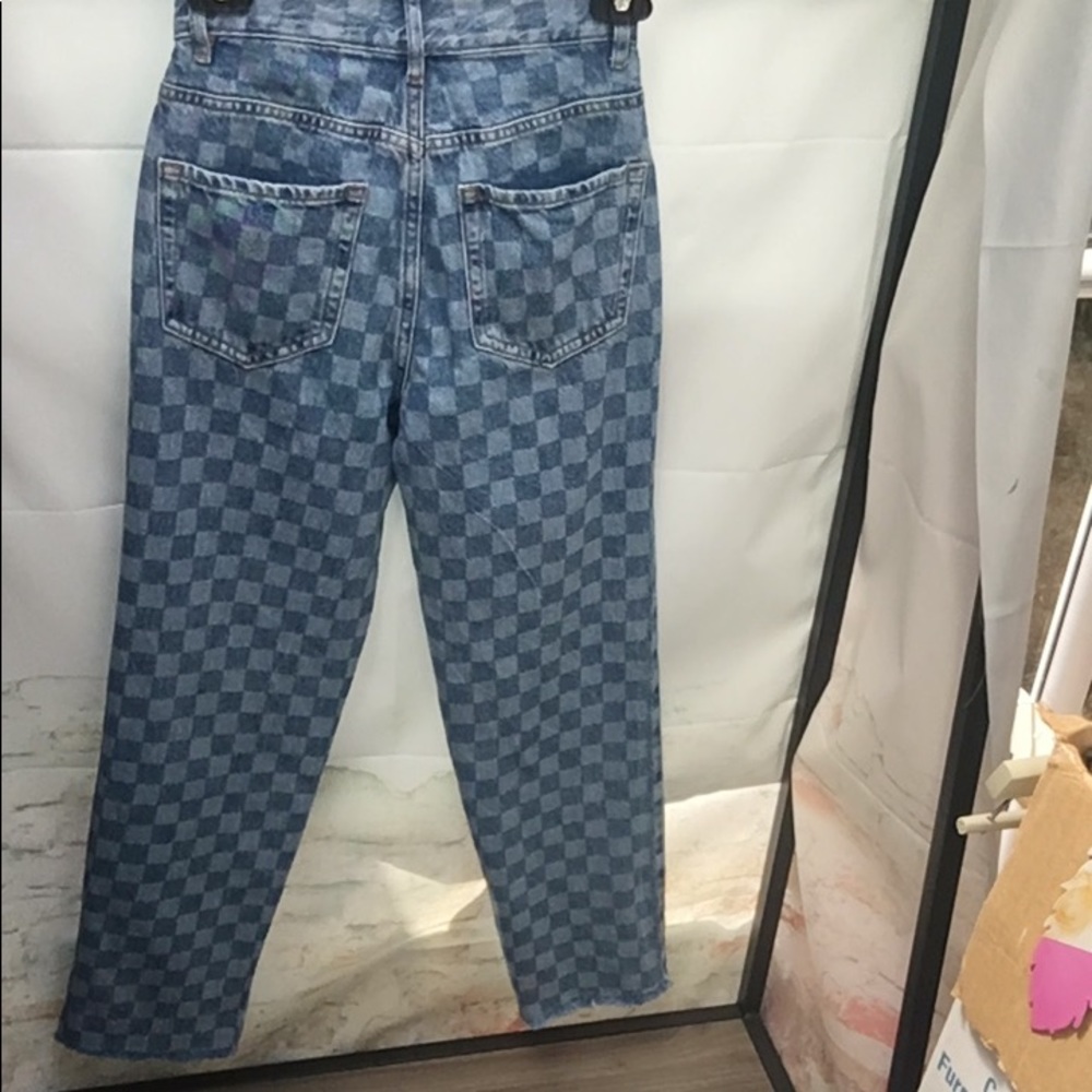 Women’s PacSun Checked Pattern High Rise Denim Jeans - Picture 8 of 12